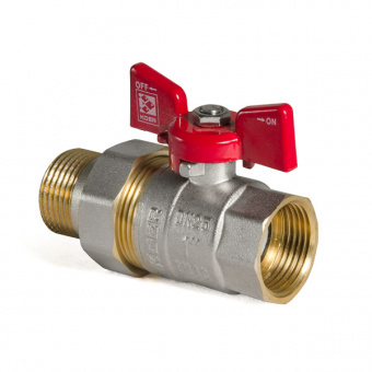 KOER Кран с американкой  1/2" красная бабочка  PN40 (20/80шт.) 1
