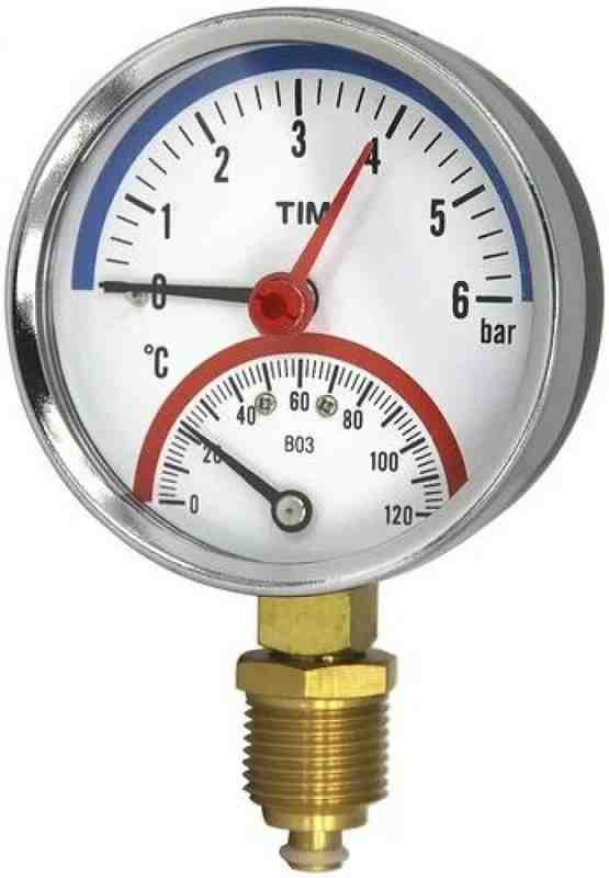 TIM Термоманометр радиальный 63мм на 6 бар "(0℃ - 120℃) (1/60 шт.) 1