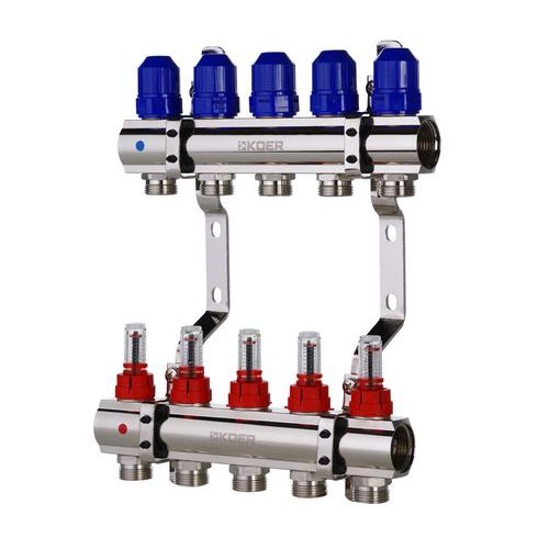 KOER KR.1115-05 - 1”x5 WAYS Коллекторный блок с расходомерами и регулируемым кронштейном (3 шт/ящ) 1 KOER KR.1115-05 - 1”x5 WAYS Коллекторный блок с расходомерами и регулируемым кронштейном (3 шт/ящ) 1
