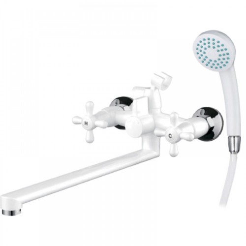 Смеситель для ванны PLAMIX SIRIUS-140 White (со шлангом и лейкой) (6 шт/ящ) 1