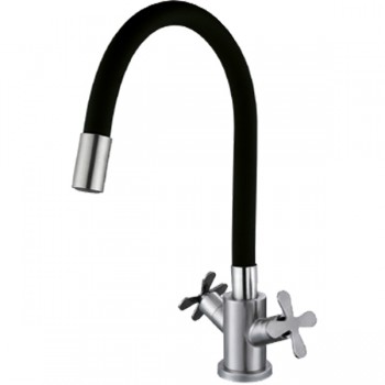Смеситель кухня ZERIX GTA-011 REFL.BLACK  с сил. изл. из нерж. стали SUS304 (цв. черн 1