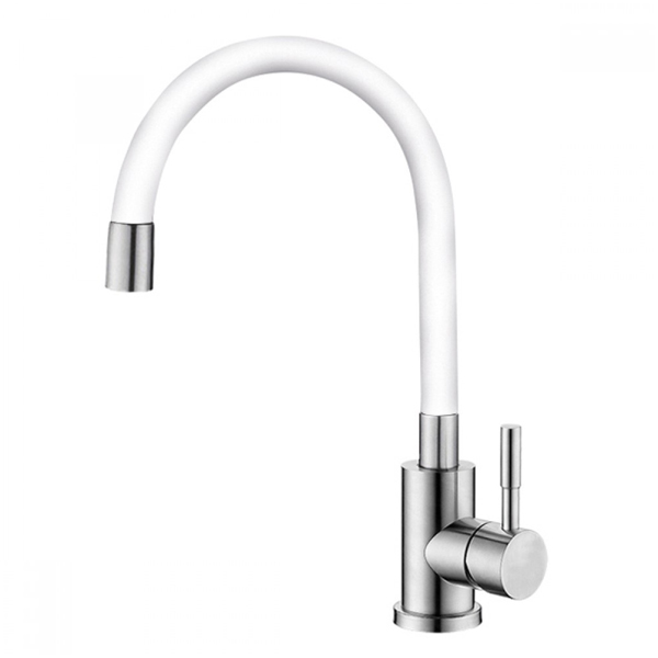 Смеситель кухня MIXXUS SUS-011 REFL. WHITE с сил.изл. из нерж. стали SUS304 (цвет, белый) (10 шт/ящ) 1