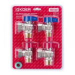 KOER KR.1322 Комплект кранов для подключения газового котла (угловой)(1/2"x2шт, 3/4x2шт) (16 шт/ящ)