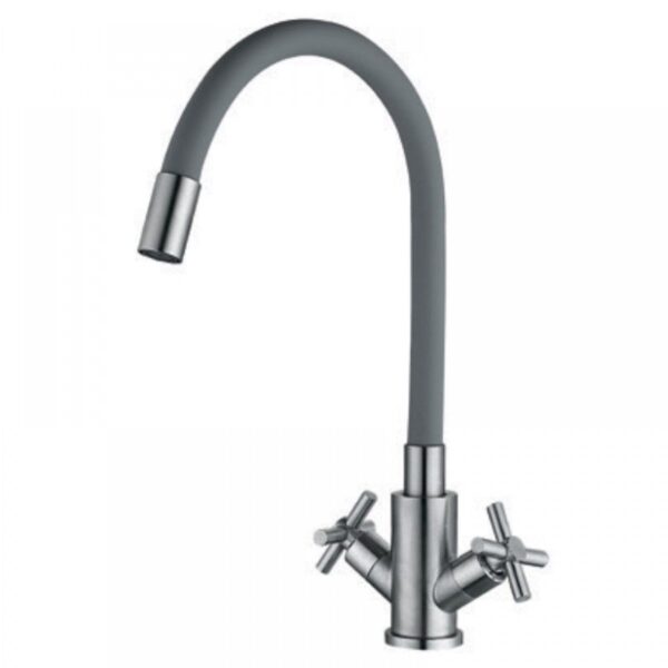 Смеситель кухня MIXXUS DVE-011 REFL.GREY с рефл. изл. из нерж. стали SUS304 (цв. серый) (10 шт/ящ) 1