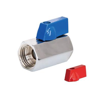 TIM Мини кран для воды, хромир. 1/2" г/г (кр+син ручки) (10/200) 1