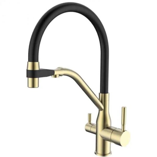 Смеситель кухня MIXXUS PREMIUM GRAVITY 021 BRUSHED GOLD REFL.BLACK Цвет мат.зол.+сил.из.чер.)(8ш 1