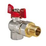 KOER Кран с американкой угловой 1" красная бабочка PN40 (KR.228)(20шт.)