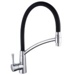 Смеситель для кухни MIXXUS PREMIUM ROSSI 017 REFL.BLACK с силик. изливом (Излив черный) (10 шт/ящ)