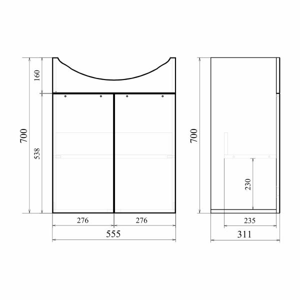 Камилла 60/2 тумба напольная (раковина Балтика-60) 2