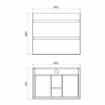 (N3) Karelia 70 тумба подвесная (2 ящика, раковина Simple 70/Next 70) 3