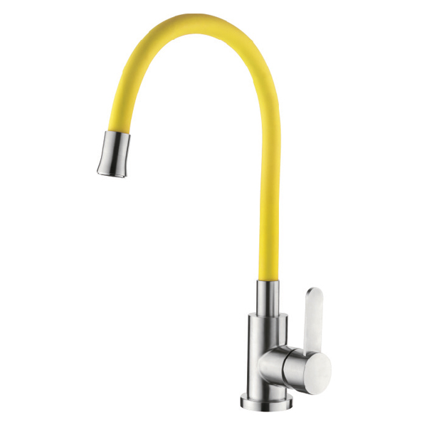 Смеситель кухня ZERIX TOR-011 REFL.YELLOW (LR-74004-4) из нерж.стали SUS304 (цвет жёлтый) 1