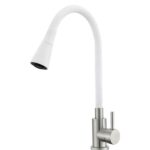 Смеситель кухня MIXXUS SUS-011-T REFL.WHITE с силик. излив.из нерж.стали SUS304 (изл.белый)(10 шт/ящ