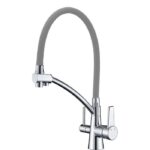Смес. для кухни KOER KB-72003-01 с выходом для питьевой воды (Цвет хром+силик.излив серый) (8шт/ящ)