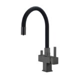 Смеситель для кухни KOER KB-72023-07 с выходом для пит. воды (Цв.графит+силик.изл.черный) (8шт/ящ)