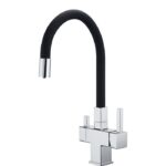 Смеситель для кухни KOER KB-72023-01 с выходом для пит. воды (Цв.хром+силик.изл.серый) (8шт/ящ)