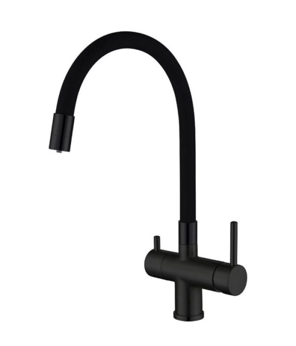 Смес. для кухни KOER KB-72002-05 с выходом для пит. воды (Цвет черный+силик.излив черный) (8шт/ящ) 1