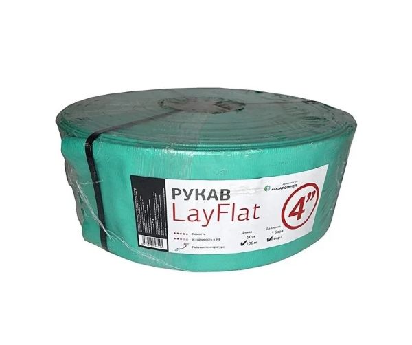 LF4 Шланг AP ПВХ (Рукав) LayFlat 4" 100м, 4 bar боб 1