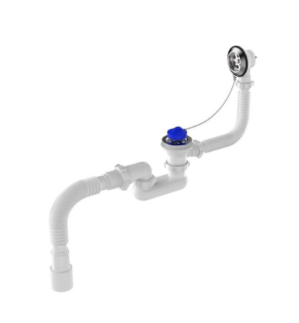 Z-PRO-3017 Сифон для ванны плоск. регулир. 1 1/2"х40 с выпуск., перелив., мет.реш, гт 40х40/50 1