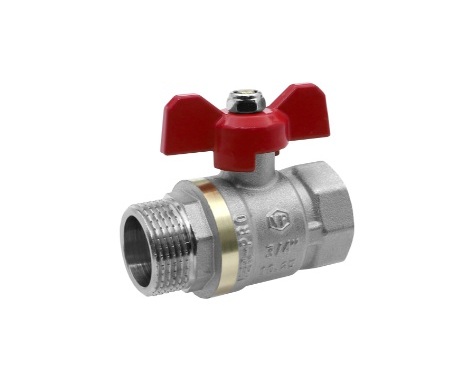 VIEIR Кран шаровой 1/2" F/М (бабочка) НИКЕЛЬ VER578-01 (112/14шт) ГОСТ 1