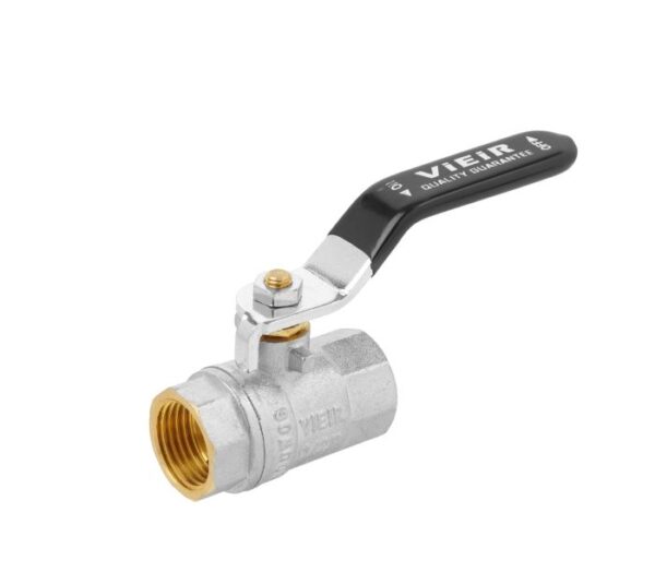 VIEIR Кран шаровой 3/4" F/F (чёрная ручка) НИКЕЛЬ VR200-02-BLACK (80/10шт) 1