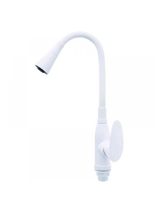 Смеситель кухня PLAMIX CEZAR-011-B SET WHITE REFL.WHITE С СИЛИК.ИЗЛИВОМ (с подводкой) (20 шт/ящ) 1